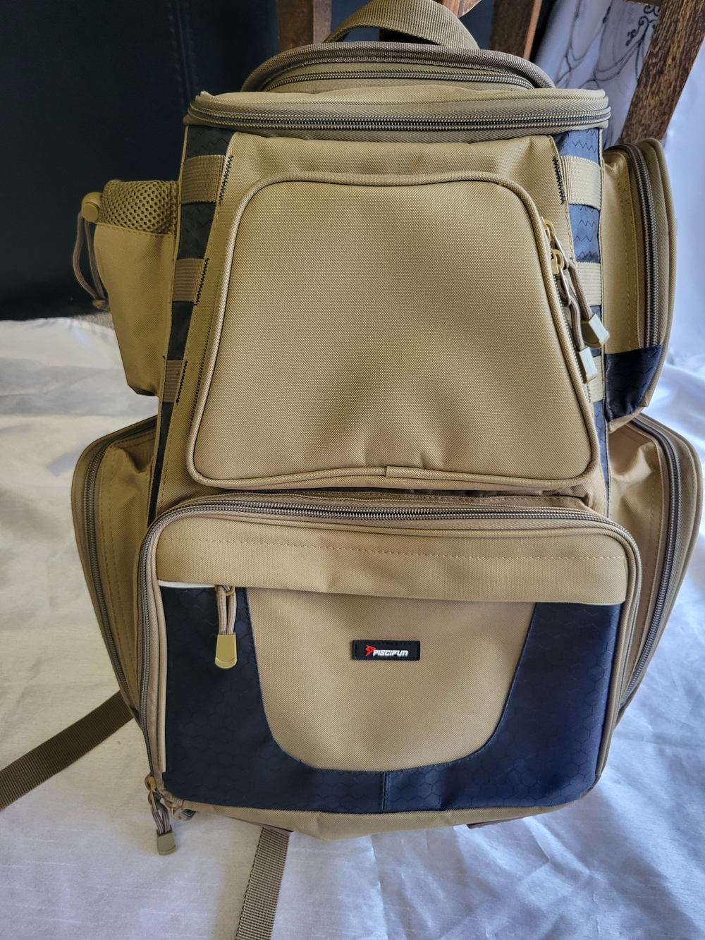 Piscifun Camera Backpack Ajustable Accessory Compartments Tan Black Yellow